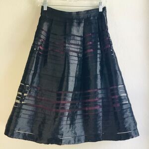 Black midi sheer stripe skirt with purple lining whimsygoth vampire gothic S